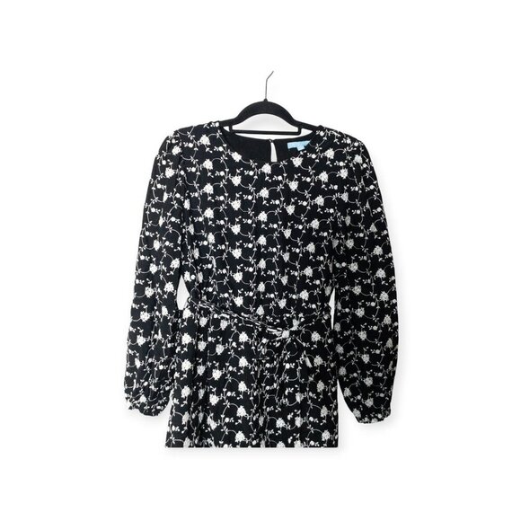 Black and White Floral Dress SZ M Rose Print Size M Boho Draper James - Picture 4 of 10